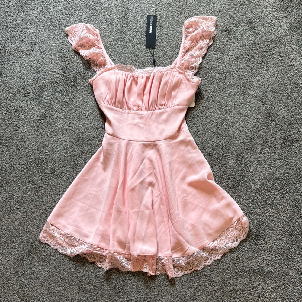 Pink Lace Trim Dress